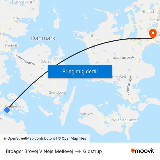 Broager Brovej V Nejs Møllevej to Glostrup map