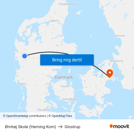 Ørnhøj Skole (Herning Kom) to Glostrup map