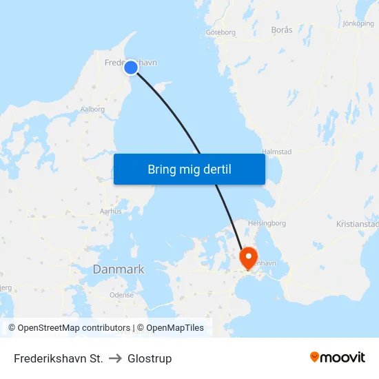 Frederikshavn St. to Glostrup map