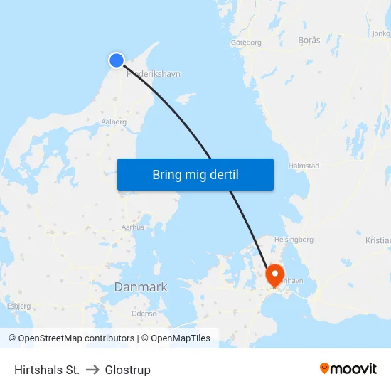Hirtshals St. to Glostrup map