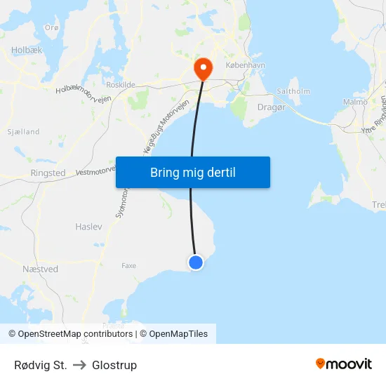 Rødvig St. to Glostrup map