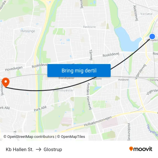 Kb Hallen St. to Glostrup map