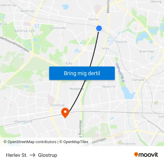 Herlev St. to Glostrup map