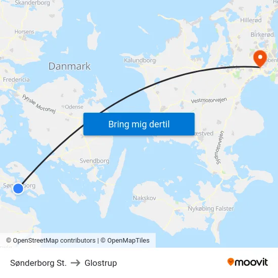 Sønderborg St. to Glostrup map