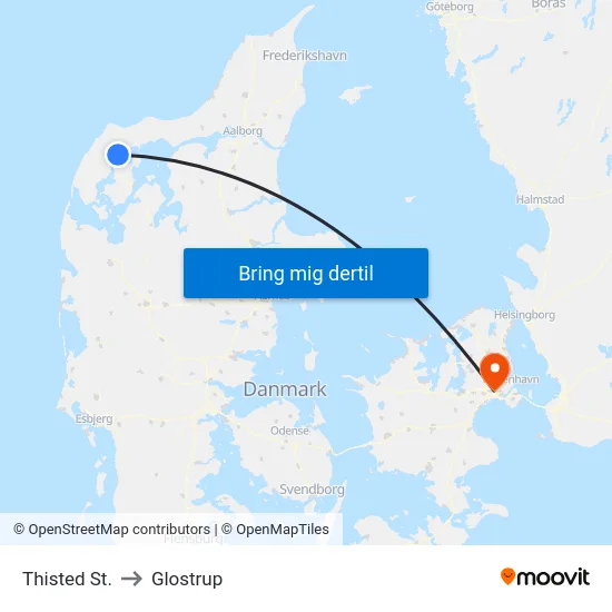 Thisted St. to Glostrup map
