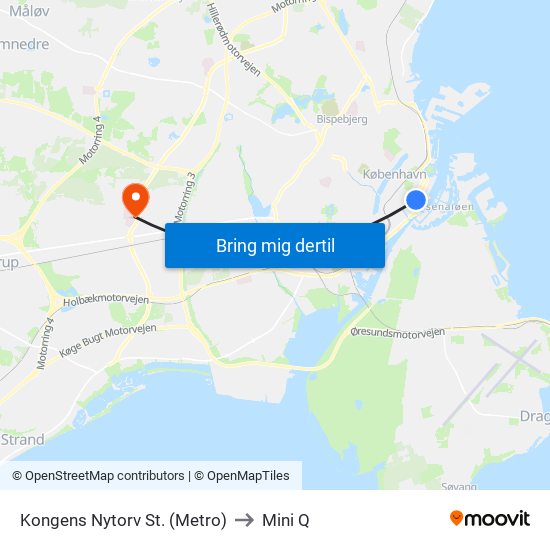 Kongens Nytorv St. (Metro) to Mini Q map