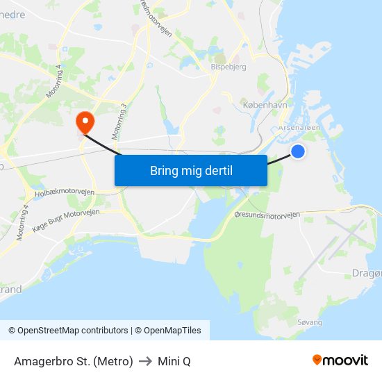 Amagerbro St. (Metro) to Mini Q map