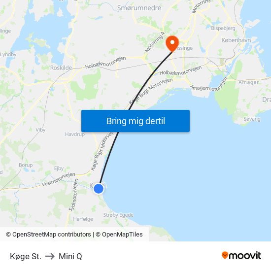 Køge St. to Mini Q map