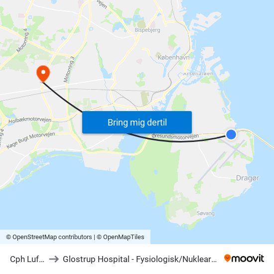 Cph Lufthavn to Glostrup Hospital - Fysiologisk / Nuklearmedicinsk Afdeling map