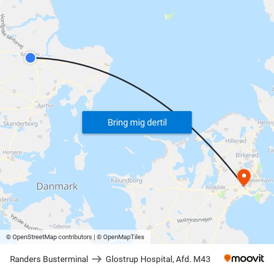 Randers Busterminal to Glostrup Hospital, Afd. M43 map