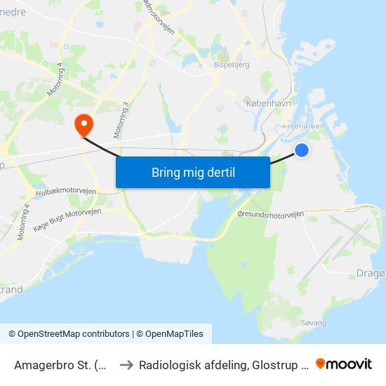 Amagerbro St. (Metro) to Radiologisk afdeling, Glostrup Hospital map