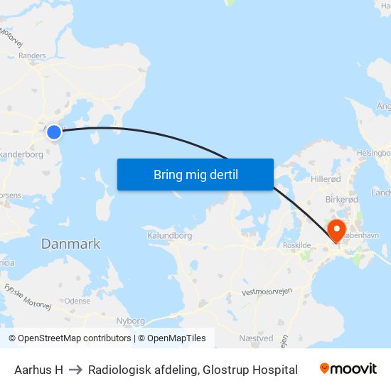 Aarhus H to Radiologisk afdeling, Glostrup Hospital map