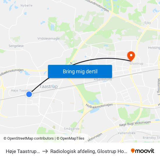 Høje Taastrup St. to Radiologisk afdeling, Glostrup Hospital map