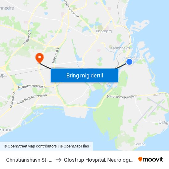 Christianshavn St. (Metro) to Glostrup Hospital, Neurologisk Afdeling map