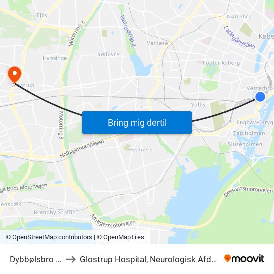 Dybbølsbro St. to Glostrup Hospital, Neurologisk Afdeling map