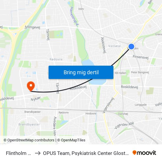 Flintholm St. to OPUS Team, Psykiatrisk Center Glostrup map