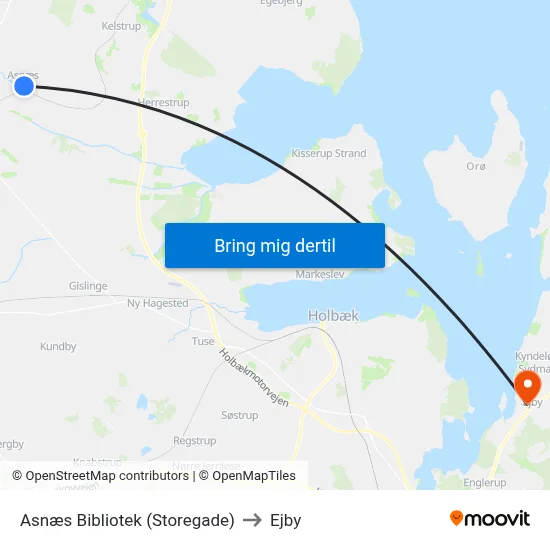 Asnæs Bibliotek (Storegade) to Ejby map