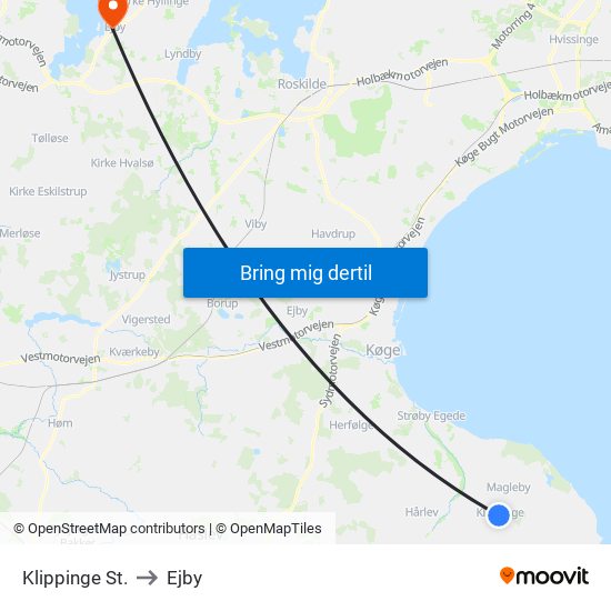 Klippinge St. to Ejby map