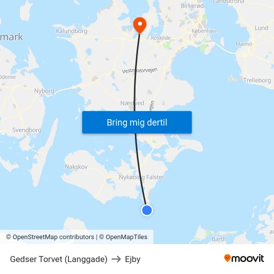 Gedser Torvet (Langgade) to Ejby map