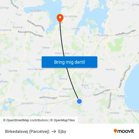 Birkedalsvej (Parcelvej) to Ejby map