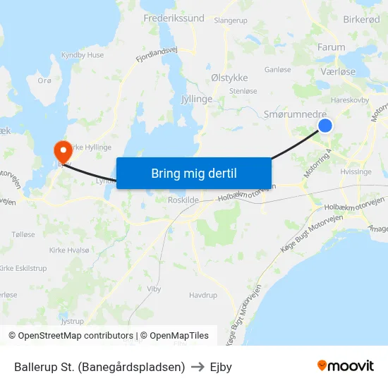 Ballerup St. (Banegårdspladsen) to Ejby map