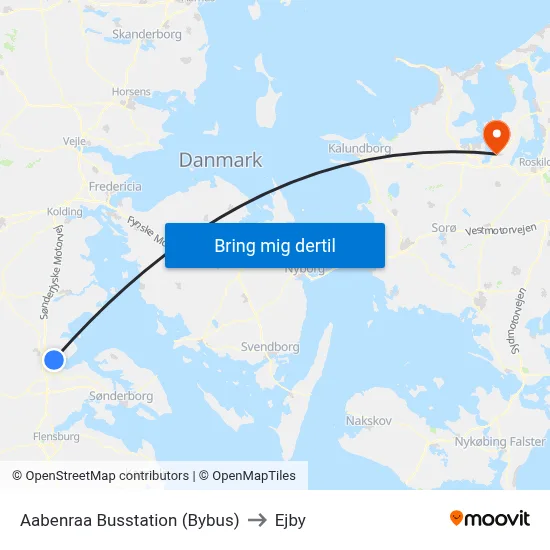 Aabenraa Busstation (Bybus) to Ejby map