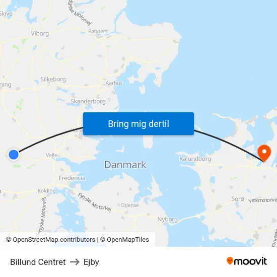 Billund Centret to Ejby map