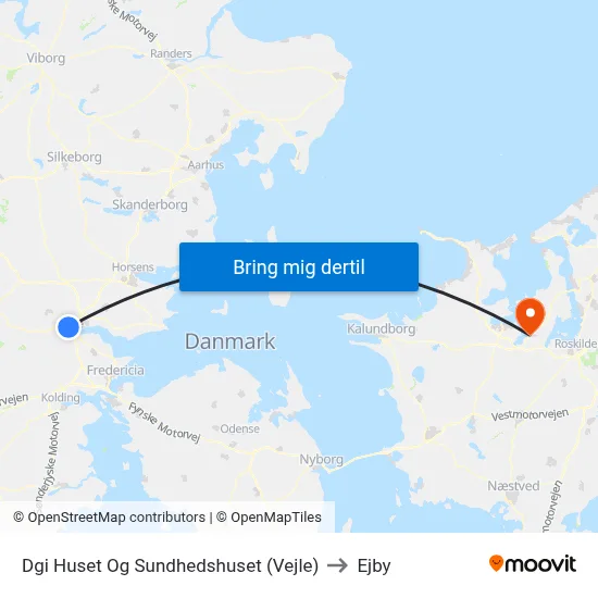 Dgi Huset Og Sundhedshuset (Vejle) to Ejby map