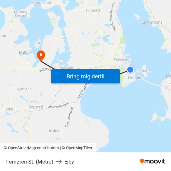 Femøren St. (Metro) to Ejby map