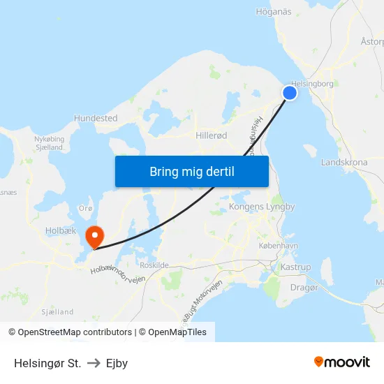 Helsingør St. to Ejby map