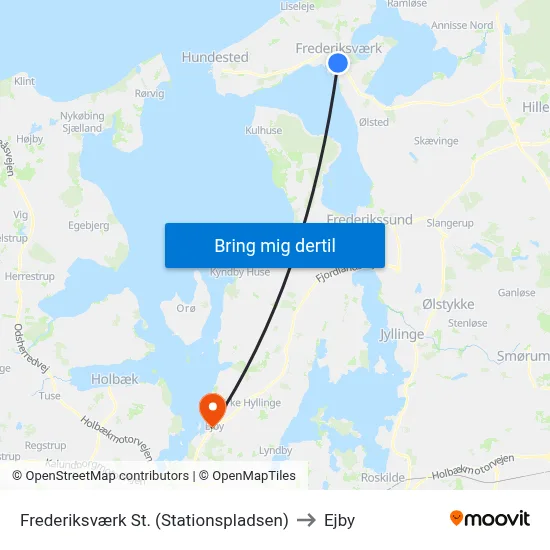 Frederiksværk St. (Stationspladsen) to Ejby map