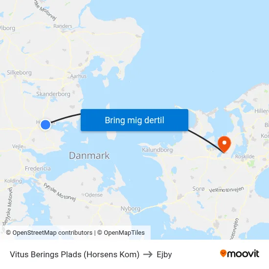 Vitus Berings Plads (Horsens Kom) to Ejby map