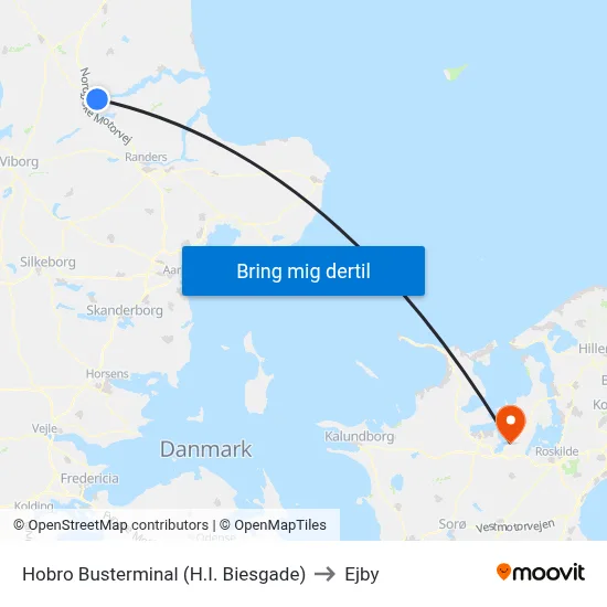 Hobro Busterminal (H.I. Biesgade) to Ejby map