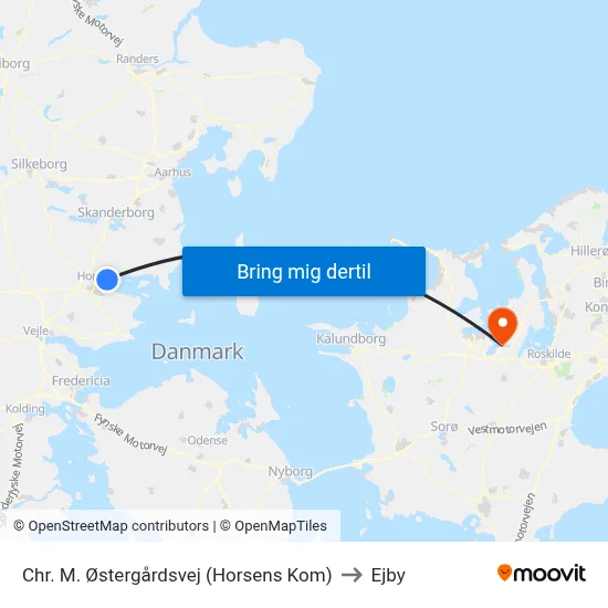 Chr. M. Østergårdsvej (Horsens Kom) to Ejby map