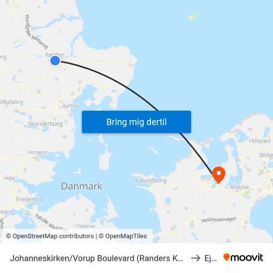 Johanneskirken/Vorup Boulevard (Randers Kom) to Ejby map