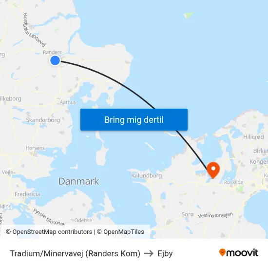 Tradium/Minervavej (Randers Kom) to Ejby map