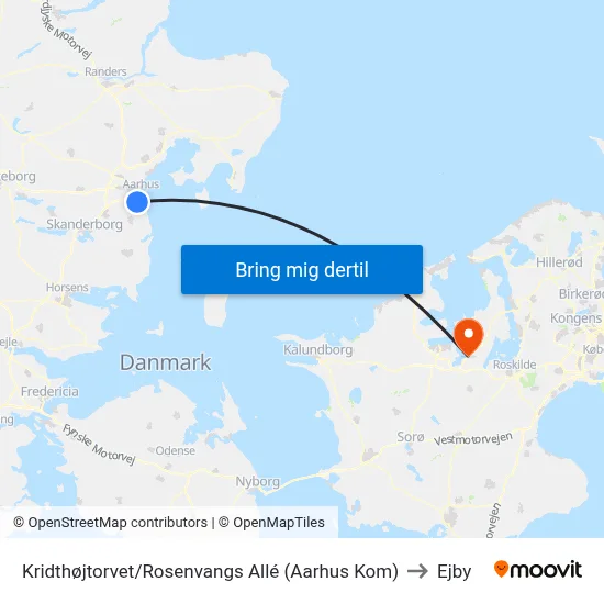 Kridthøjtorvet/Rosenvangs Allé (Aarhus Kom) to Ejby map