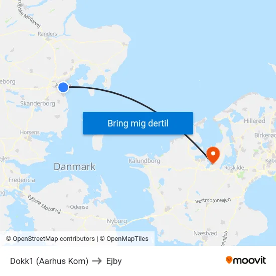 Dokk1 (Aarhus Kom) to Ejby map