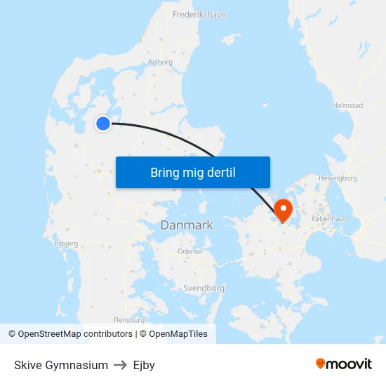 Skive Gymnasium to Ejby map
