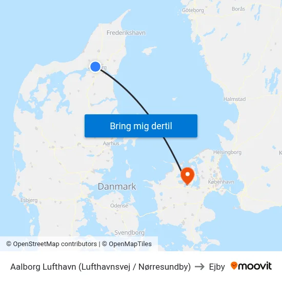 Aalborg Lufthavn (Lufthavnsvej / Nørresundby) to Ejby map