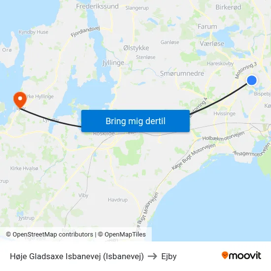 Høje Gladsaxe Isbanevej (Isbanevej) to Ejby map