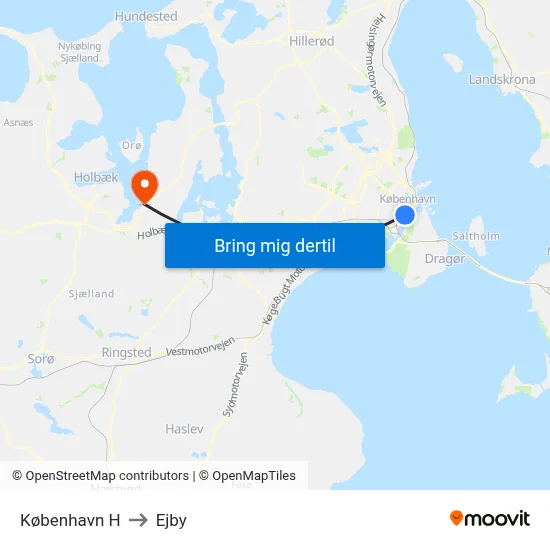 København H to Ejby map