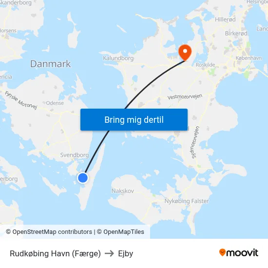 Rudkøbing Havn (Færge) to Ejby map