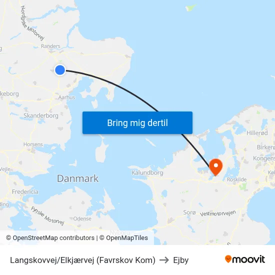 Langskovvej/Elkjærvej (Favrskov Kom) to Ejby map