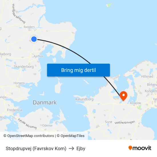Stopdrupvej (Favrskov Kom) to Ejby map