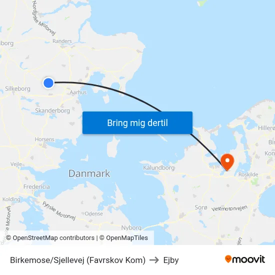 Birkemose/Sjellevej (Favrskov Kom) to Ejby map