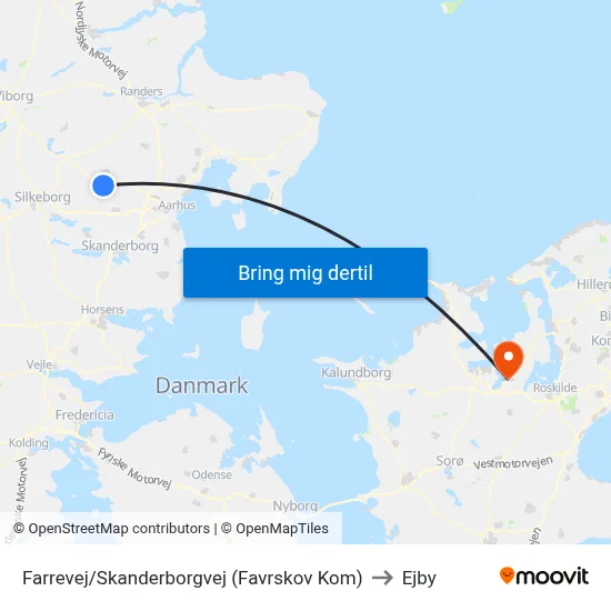 Farrevej/Skanderborgvej (Favrskov Kom) to Ejby map