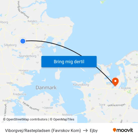 Viborgvej/Rastepladsen (Favrskov Kom) to Ejby map