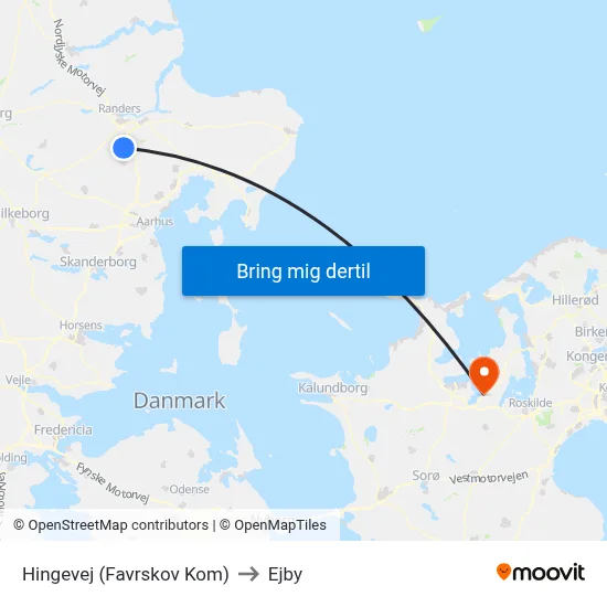 Hingevej (Favrskov Kom) to Ejby map