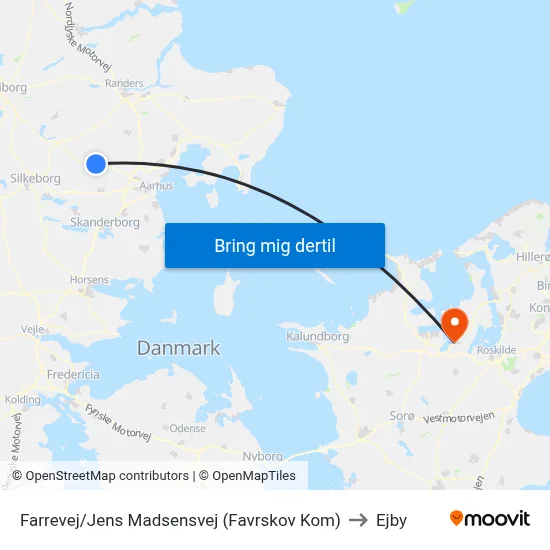 Farrevej/Jens Madsensvej (Favrskov Kom) to Ejby map